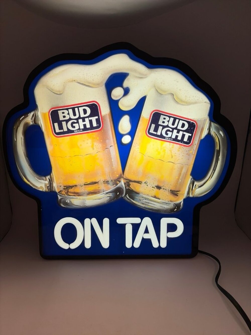 Vintage 1987 Bud Light "On Tap" Lighted Indoor Beer Sign 805-853 Tested Works